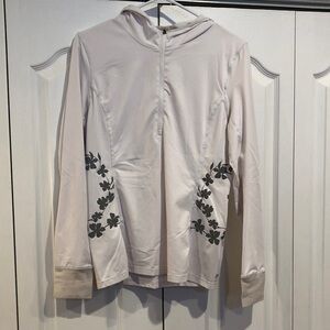 Women’s Fabletics quarter zip Hoodie with a zippered back pocket